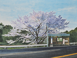 春のバス停