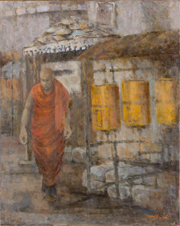 マニ車のある風景(チベット)